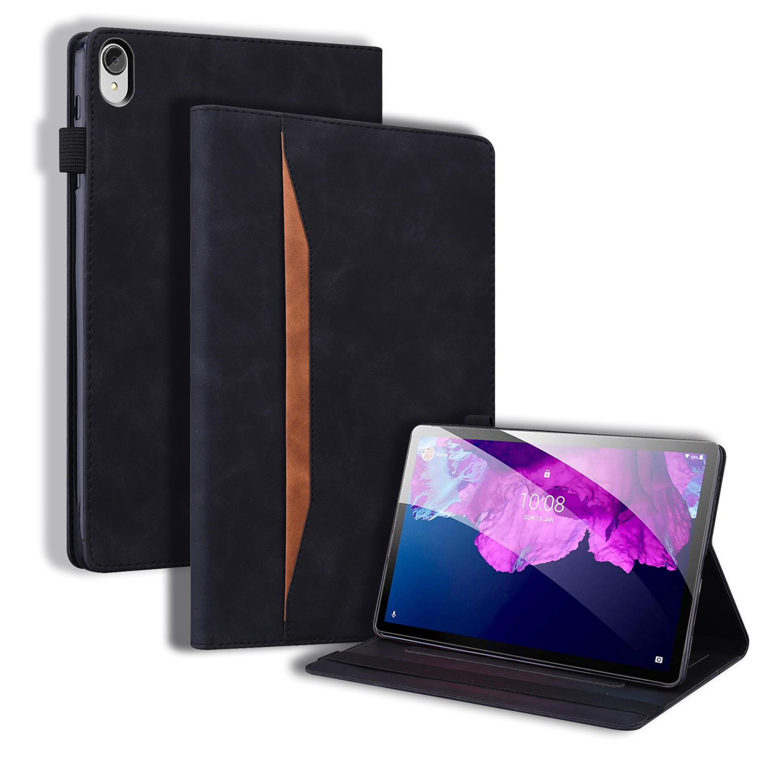 Case2go - Tablet hoes geschikt voor Lenovo Tab P11 - Business Wallet Book Case - Met Pasjeshouder - Zwart afbeelding