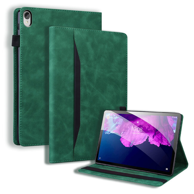 Case2go - Tablet hoes geschikt voor Lenovo Tab P11 - Business Wallet Book Case - Met Pasjeshouder - Groen