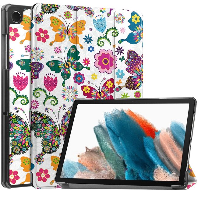 Case2go - Tablet hoes geschikt voor Samsung Galaxy Tab A9 (2023) - Tri-fold hoes met auto/wake functie - 8 inch - Vlinders