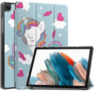 Case2go Case2go - Tablet hoes geschikt voor Samsung Galaxy Tab A9 (2023) - Tri-fold hoes met auto/wake functie - 8 inch - Eenhoorn