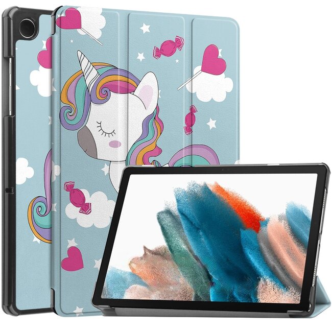 Case2go - Tablet hoes geschikt voor Samsung Galaxy Tab A9 (2023) - Tri-fold hoes met auto/wake functie - 8 inch - Eenhoorn