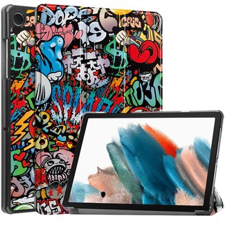 Case2go Case2go - Tablet hoes geschikt voor Samsung Galaxy Tab A9 (2023) - Tri-fold hoes met auto/wake functie - 8 inch - Graffiti