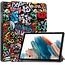 Case2go - Tablet hoes geschikt voor Samsung Galaxy Tab A9 (2023) - Tri-fold hoes met auto/wake functie - 8 inch - Graffiti