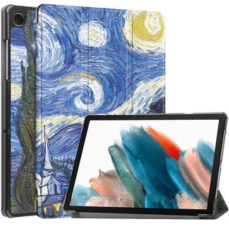 Case2go Case2go - Tablet hoes geschikt voor Samsung Galaxy Tab A9 (2023) - Tri-fold hoes met auto/wake functie - 8 inch - Sterrenhemel