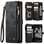CaseMe - Hoesje geschikt voor iPhone 15 Pro Max - Vintage Wallet Book Case Ritssluiting - Met Magneetsluiting - Zwart