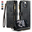 CaseMe - Hoesje geschikt voor iPhone 15 Pro Max - Vintage Wallet Book Case Ritssluiting - Met Magneetsluiting - Zwart