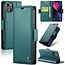 CaseMe - Hoesje geschikt voor iPhone 15 Plus - Retro Wallet Book Case - Met Magnetische Sluiting - Groen