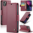 CaseMe - Hoesje geschikt voor iPhone 15 Plus - Retro Wallet Book Case - Met Magnetische Sluiting - Rood