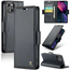 CaseMe CaseMe - Hoesje geschikt voor iPhone 15 - Retro Wallet Book Case - Met Magnetische Sluiting - Zwart