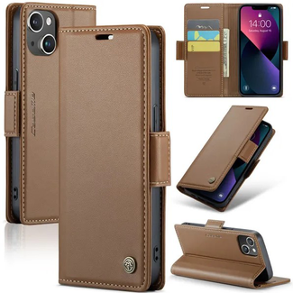 CaseMe CaseMe - Hoesje geschikt voor iPhone 15 - Retro Wallet Book Case - Met Magnetische Sluiting - Bruin
