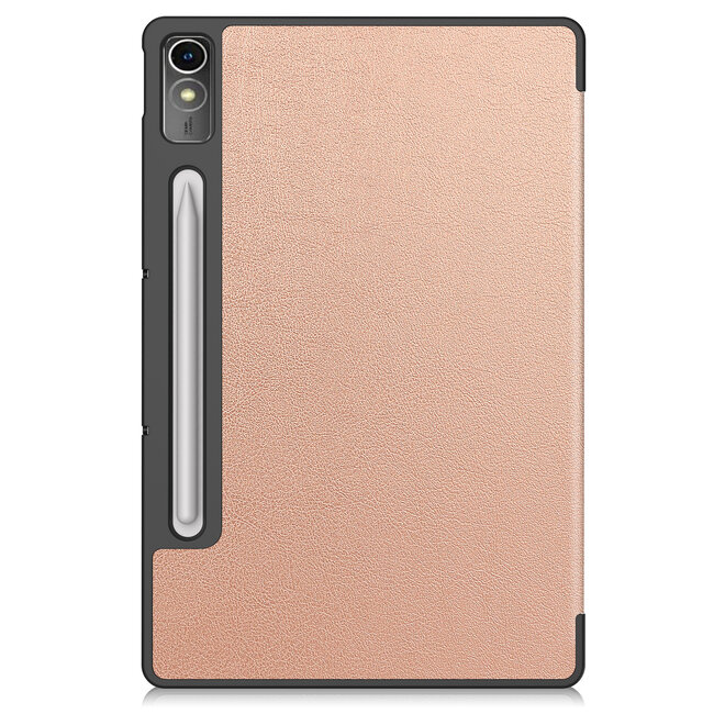 Case2go - Tablet hoes geschikt voor Lenovo Tab P12 (2023) - Tri-Fold Book Case - Auto/Wake functie - Rose-Goud