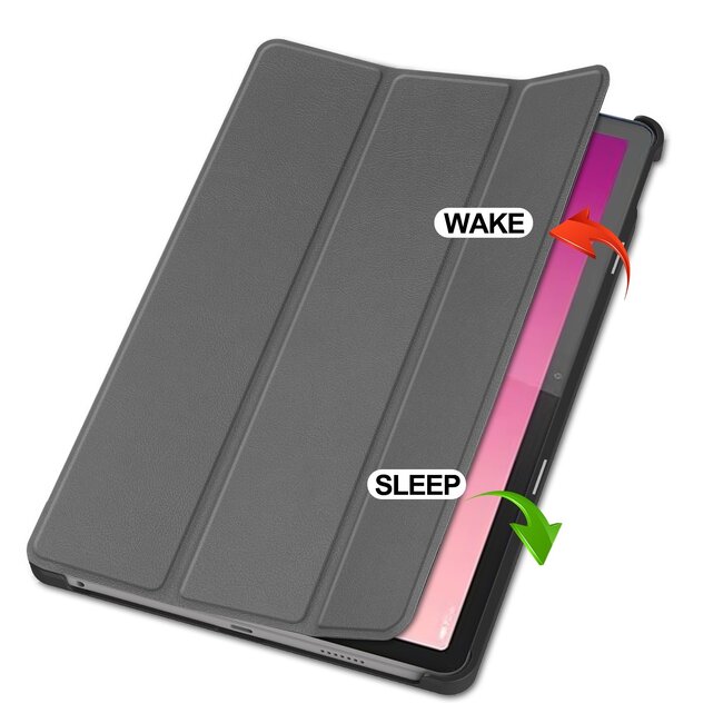 Case2go - Tablet hoes geschikt voor Lenovo Tab P12 (2023) - Tri-Fold Book Case - Auto/Wake functie - Grijs