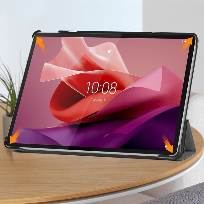 Case2go - Tablet hoes geschikt voor Lenovo Tab P12 (2023) - Tri-Fold Book Case - Auto/Wake functie - Grijs