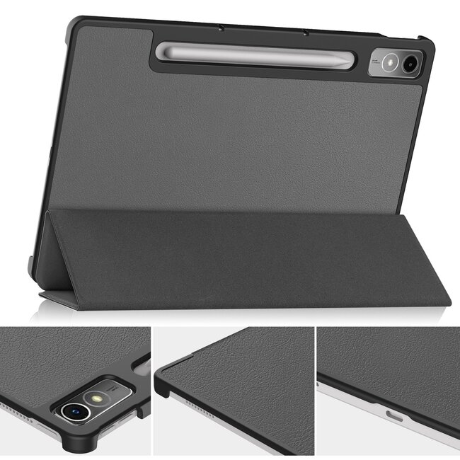 Case2go - Tablet hoes geschikt voor Lenovo Tab P12 (2023) - Tri-Fold Book Case - Auto/Wake functie - Grijs