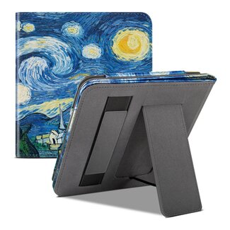 Case2go Case2go - E-reader hoes geschikt voor Kobo Libra 2 / Tolino Vision 6 - Sleepcover - Auto/Wake functie - Met handstrap - Sterrenhemel