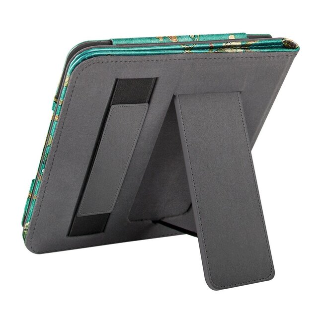 Case2go - E-reader hoes geschikt voor Kobo Libra 2 / Tolino Vision 6 - Sleepcover - Auto/Wake functie - Met handstrap - Witte Bloesem