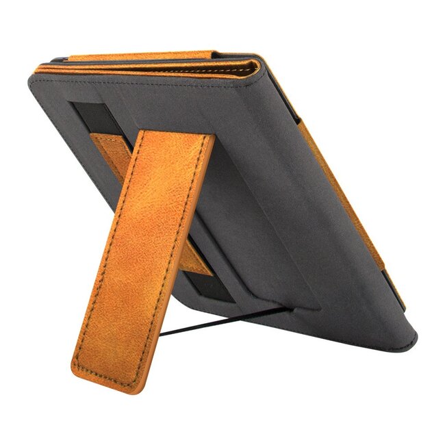 Case2go - E-reader hoes geschikt voor Kobo Libra 2 / Tolino Vision 6 - Sleepcover - Auto/Wake functie - Met handstrap - Bruin