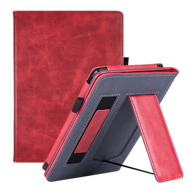 Case2go - E-reader Hoes geschikt voor Kindle Paperwhite (2021) - Sleepcover - Auto/Wake functie - Met handstrap - Rood