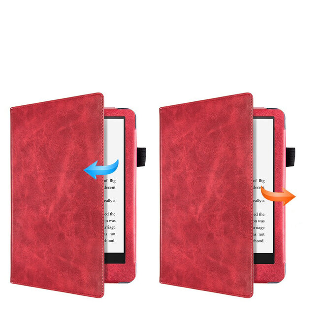 Case2go - E-reader Hoes geschikt voor Kindle Paperwhite (2021) - Sleepcover - Auto/Wake functie - Met handstrap - Rood