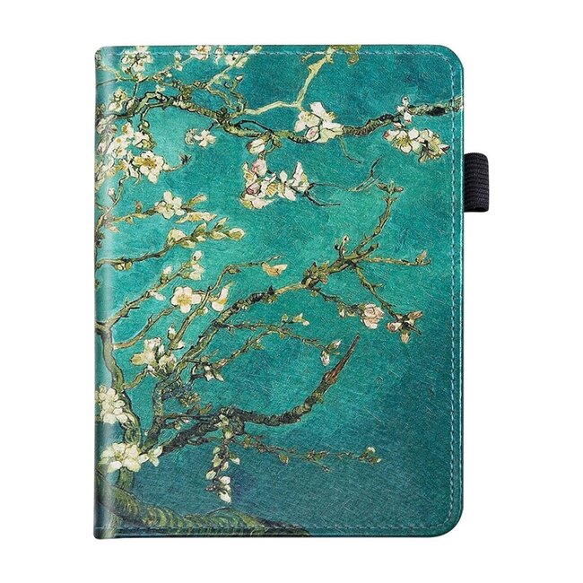 Case2go - E-reader Hoes geschikt voor Kindle Paperwhite (2021) - Sleepcover - Auto/Wake functie - Met handstrap - Witte bloesem