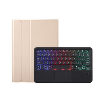 Case2go Case2go - Tablet Toetsenbord Hoes geschikt voor Samsung Galaxy Tab A8 (2022 &amp; 2021) 10.5 Inch - QWERTY Indeling - Bluetooth Toetsenbord met RGB Verlichting - Goud