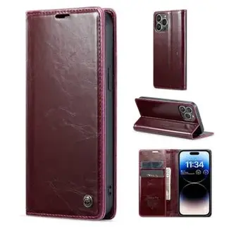 CaseMe CaseMe - Telefoonhoesje geschikt voor Apple iPhone 15 Pro - Flip Wallet Case - Magneetsluiting - Rood