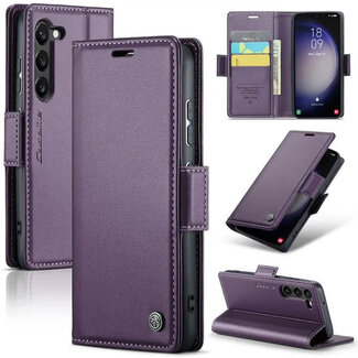 CaseMe CaseMe - Hoesje geschikt voor Samsung Galaxy S23 FE - Retro Wallet Book Case - Met Magnetische Sluiting - Paars