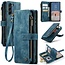 CaseMe CaseMe - Hoesje geschikt voor Samsung Galaxy S23 FE - Vintage Wallet Book Case Ritssluiting - Met Magneetsluiting - Blauw