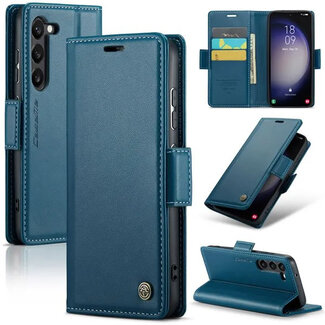 CaseMe CaseMe - Hoesje geschikt voor Samsung Galaxy S23 FE - Retro Wallet Book Case - Met Magnetische Sluiting - Blauw
