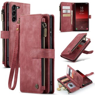 CaseMe CaseMe - Hoesje geschikt voor Samsung Galaxy S23 FE - Vintage Wallet Book Case Ritssluiting - Met Magneetsluiting - Roze