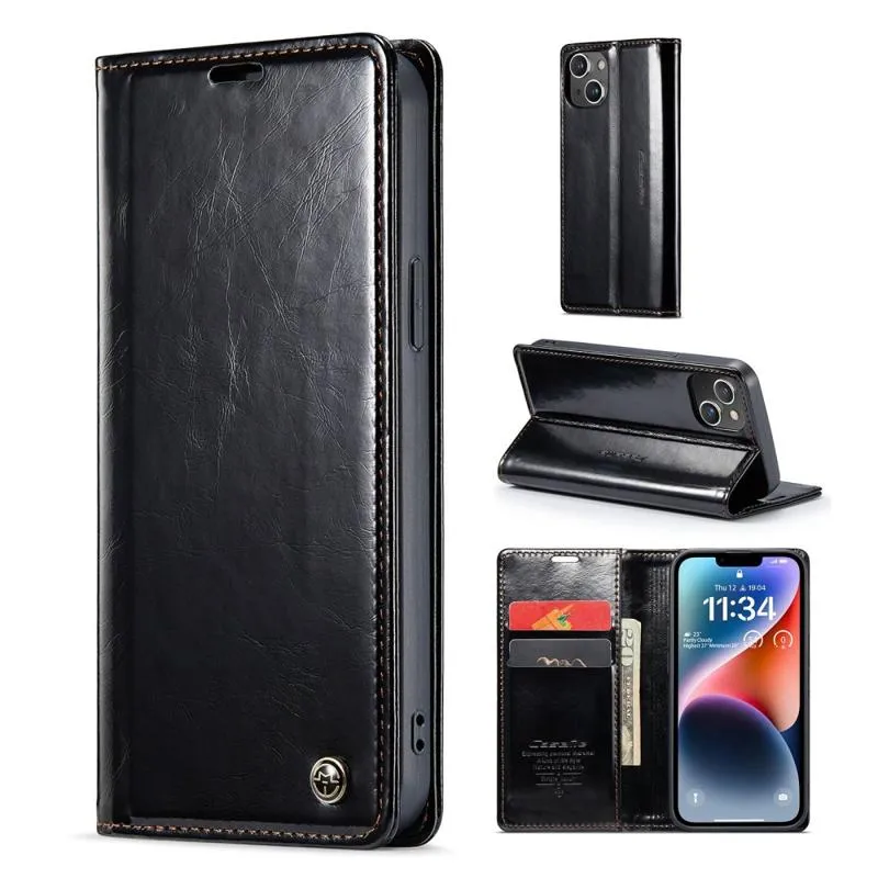 CaseMe - Telefoonhoesje geschikt voor Apple iPhone 15 Plus - Flip Wallet Case - Magneetsluiting - Zwart afbeelding