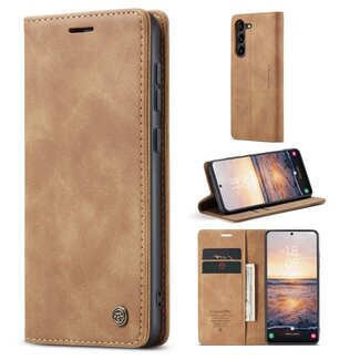 CaseMe CaseMe - Telefoonhoesje geschikt voor Samsung Galaxy S23 FE  - Wallet Book Case - Met Magnetische Sluiting - Bruin