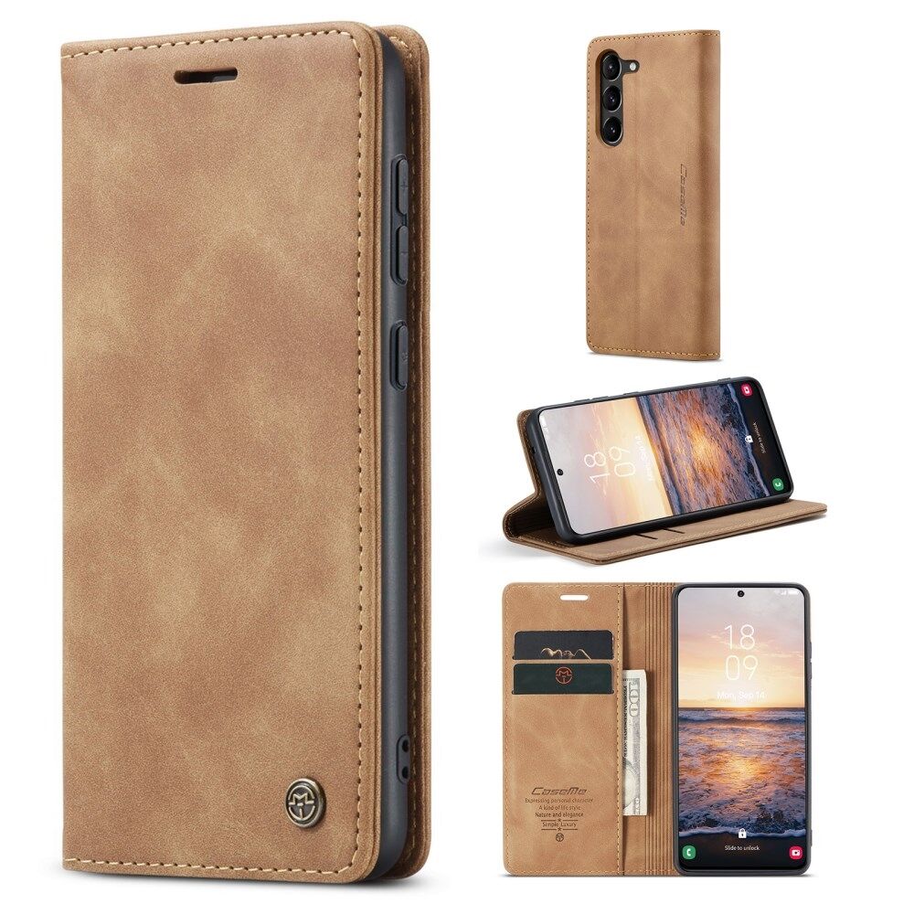 CaseMe - Telefoonhoesje geschikt voor Samsung Galaxy S23 FE  - Wallet Book Case - Met Magnetische Sluiting - Bruin afbeelding