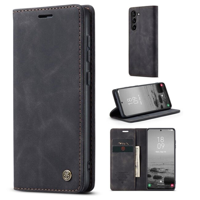 CaseMe - Telefoonhoesje geschikt voor Samsung Galaxy S23 FE - Wallet Book Case - Met Magnetische Sluiting - Zwart