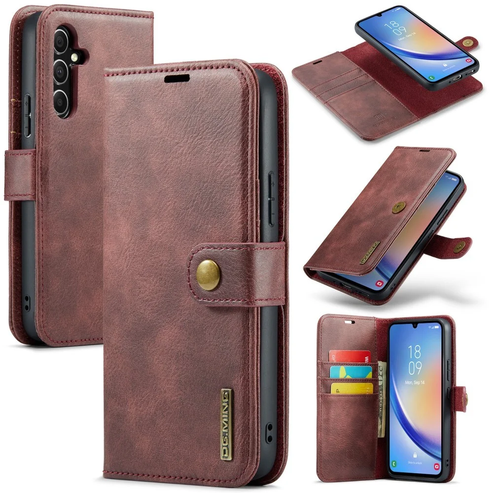 CaseMe - Telefoonhoesje geschikt voor Samsung Galaxy S23 FE - Bookcover - Met Afneembare Magneet - Backcase - Ming Serie - Rood afbeelding