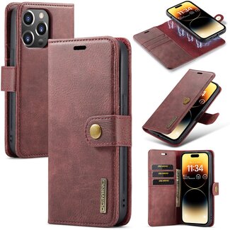 CaseMe CaseMe - Telefoonhoesje geschikt voor iPhone 15 Pro - Bookcover - Met Afneembare Magneet-backcase - Ming Serie - Rood