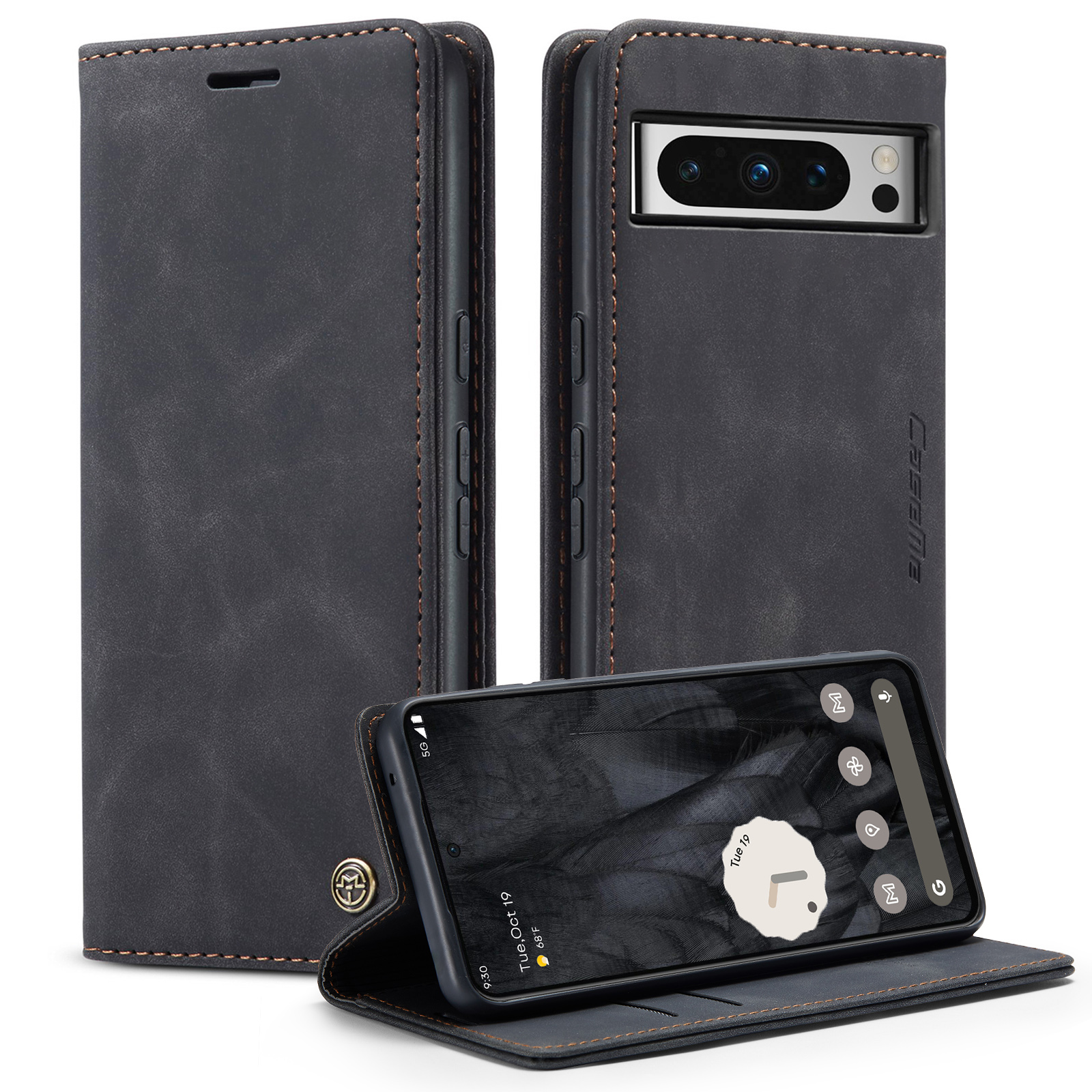 CaseMe - Telefoonhoesje geschikt voor Google Pixel 8  Pro - Wallet Book Case - Met Magnetische Sluiting - Zwart afbeelding
