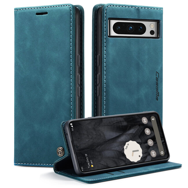 CaseMe - Telefoonhoesje geschikt voor Google Pixel 8 Pro - Wallet Book Case - Met Magnetische Sluiting - Blauw