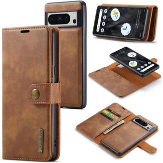 CaseMe CaseMe - Telefoonhoesje geschikt voor Google Pixel 8 Pro - Bookcover - Met Afneembare Magneet - Backcase - Ming Serie - Bruin