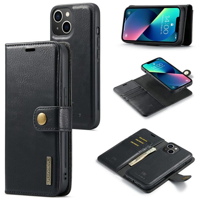 CaseMe - Telefoonhoesje geschikt voor iPhone 15 Pro Max - Bookcover - Met Afneembare Magneet-backcase - Ming Serie - Zwart