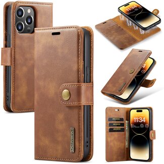 CaseMe CaseMe - Telefoonhoesje geschikt voor iPhone 15 Pro - Bookcover - Met Afneembare Magneet-backcase - Ming Serie - Bruin