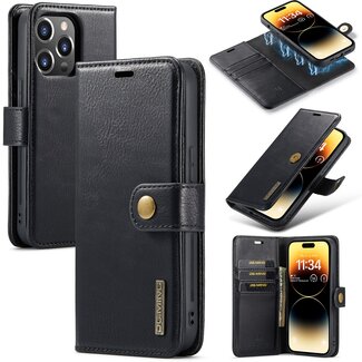 CaseMe CaseMe - Telefoonhoesje geschikt voor iPhone 15 Pro - Bookcover - Met Afneembare Magneet-backcase - Ming Serie - Zwart