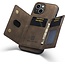 CaseMe - Telefoonhoesje geschikt voor iPhone 15 Pro - Back Cover - Met Magnetische Pasjeshouder - Donker Bruin