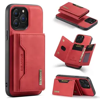 CaseMe CaseMe - Telefoonhoesje geschikt voor iPhone 15 Pro - Back Cover - Met Magnetische Pasjeshouder - Rood