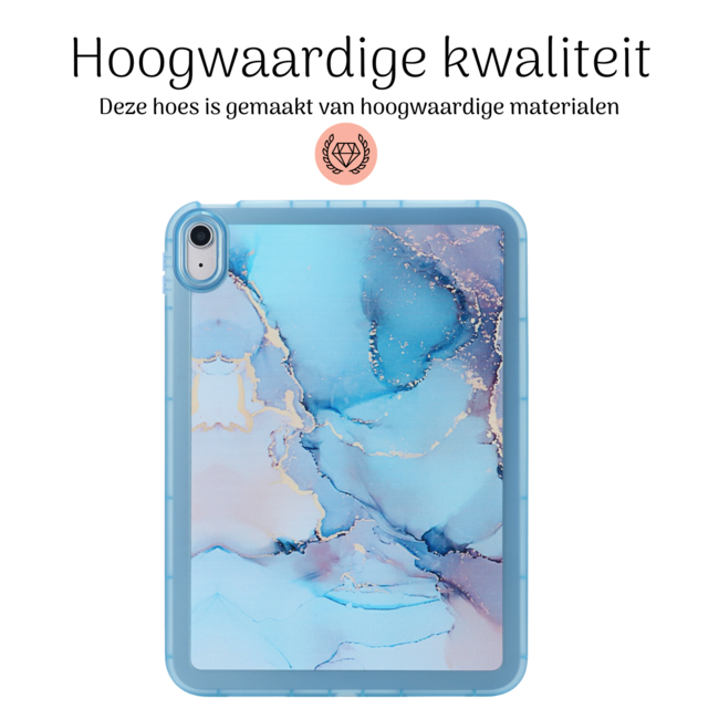 Hoozey - Tablet hoes geschikt voor Samsung Galaxy Tab S8/S7 (2022/2020) - 11 inch - Tablet hoes - Marmer print - Blauw