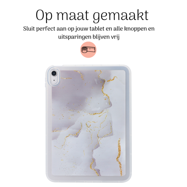 Hoozey - Tablet hoes geschikt voor Samsung Galaxy Tab S8/S7 (2022/2020) - 11 inch - Tablet hoes - Marmer print - Wit