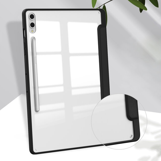 Case2go - Tablet hoes geschikt voor Samsung Galaxy Tab S9 Plus/S9 FE Plus (2023) - Acrylic Trifold case met Auto/Wake functie en Magneetsluiting - Zwart