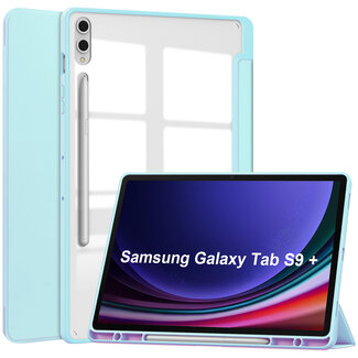 Case2go Case2go - Tablet hoes geschikt voor Samsung Galaxy Tab S9 Plus/S9 FE Plus (2023) - Acrylic Trifold case met Auto/Wake functie en Magneetsluiting - Licht Blauw