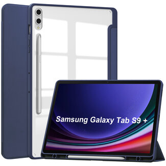 Case2go Case2go - Tablet hoes geschikt voor Samsung Galaxy Tab S9 Plus/S9 FE Plus (2023) - Acrylic Trifold case met Auto/Wake functie en Magneetsluiting - Donker Blauw