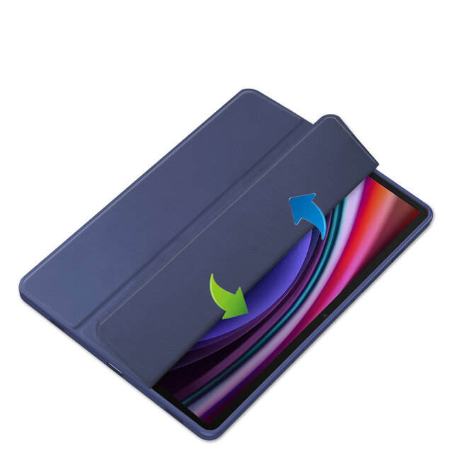 Case2go - Tablet hoes geschikt voor Samsung Galaxy Tab S9 Plus/S9 FE Plus (2023) - Acrylic Trifold case met Auto/Wake functie en Magneetsluiting - Donker Blauw
